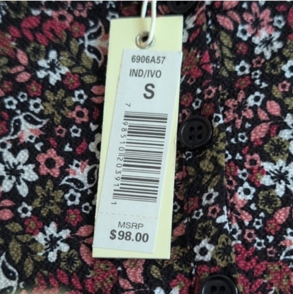 NWT Spring Max Studio Cottagecore Top black Pink Floral print Valentine's Sm - Picture 6 of 16